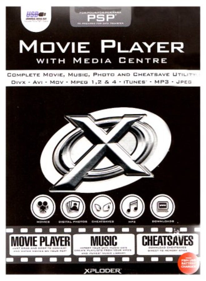 بي إس بي PSP Xploder Movie Player مع Media Centre | تشغيل الفيديو والموسيقى والصور | أداة Cheatsave | دعم نقل عبر USB | متوافق مع جهاز PSP - Image 1